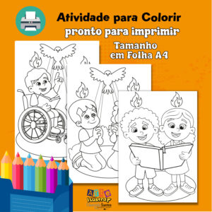 Atividade para Colorir em PDF "Crianças Cheias do Espírito Santo"