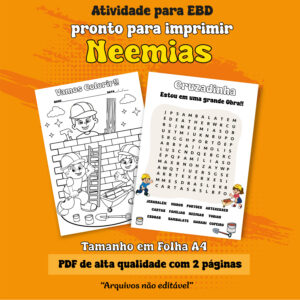 Atividades Bíblicas de Neemias: Colorir e Cruzadinha (Download Digital)