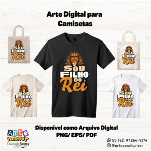 Arquivo Digital – Estampa Cristã Infantil “Sou Filho do Rei” (EPS, PDF e PNG)