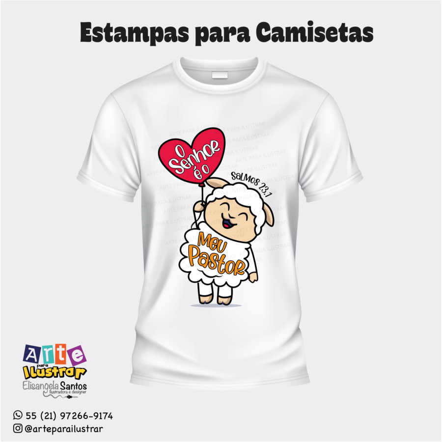 Estampa Cristã Infantil “O Senhor é o meu Pastor”(EPS, PDF e PNG) - Imagem 4