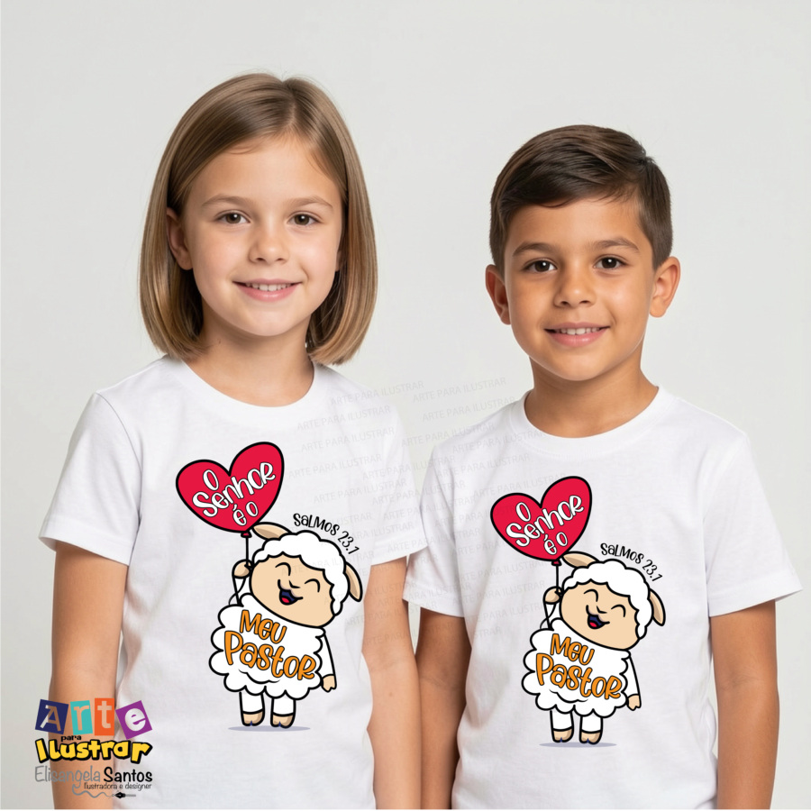 Estampa Cristã Infantil “O Senhor é o meu Pastor”(EPS, PDF e PNG) - Imagem 3