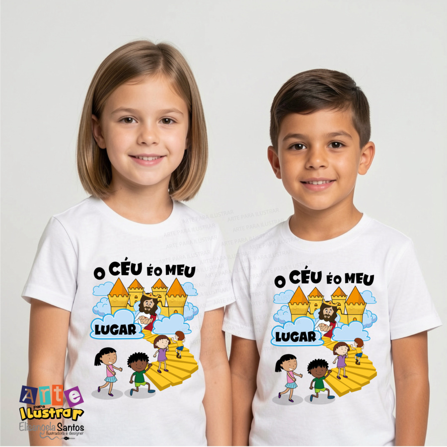 Estampa Cristã Infantil “O Céu é o meu Lugar”(EPS, PDF e PNG) - Imagem 3