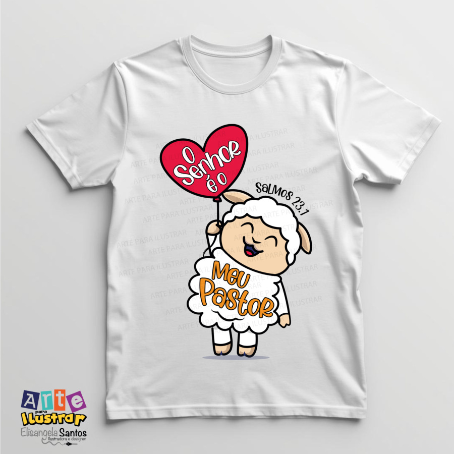 Estampa Cristã Infantil “O Senhor é o meu Pastor”(EPS, PDF e PNG) - Imagem 2