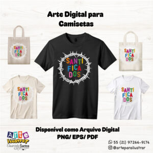 Arquivo Digital – Estampa Cristã Infantil “Santificados” (EPS, PDF e PNG)