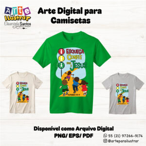 Estampa Cristã Infantil “Esqueça Confie em Jesus”(EPS, PDF e PNG)