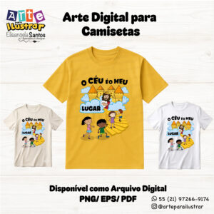 Estampa Cristã Infantil “O Céu é o meu Lugar”(EPS, PDF e PNG)