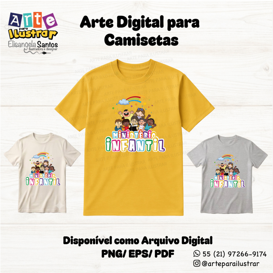 Estampa Cristã Infantil “Ministério Infantil”(EPS, PDF e PNG)