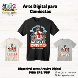 Estampa Cristã Infantil “Mostrando que Sou de Deus”(EPS, PDF e PNG)