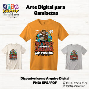 Estampa Cristã Infantil “Eu Vou Porque Jesus me enviou”(EPS, PDF e PNG)