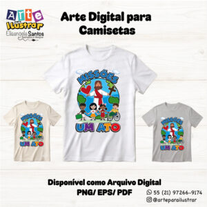 Estampa Estampa Cristã Infantil “Missões um Ato”(EPS, PDF e PNG)