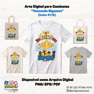 Arquivo Digital – Estampa Cristã Infantil "Um Reino nos Espera" Filipenses 3.20 (EPS, PDF e PNG)
