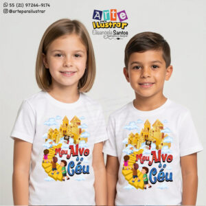 Estampa Cristã Infantil “Meu Alvo é o Céu” (EPS, PDF e PNG)