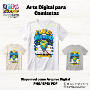 Estampa Cristã Infantil “Luz do Mundo”(EPS, PDF e PNG)