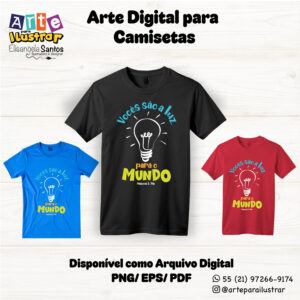 Estampa Cristã Infantil “Vocês são a Luz para o Mundo.” (EPS, PDF e PNG)